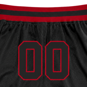 Shorts de basket-ball en mesh sublimé noir et rouge pour hommes, respirants, en polyester, pour l'entraînement et les matchs, uniforme d'équipe - Product Image 6
