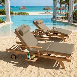 Salon de jardin et chaise longue en teck fabriqués en Indonésie - Product Image 1