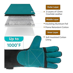 Best Hot Sale <b>Long</b> Arm Cuff Hand Protection Welding Work <b>Gloves</b> Heavy Duty Cowhide Leather Safety Welder Working <b>Gloves</b> - Product Image 5