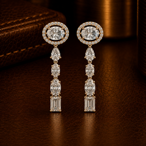 Oval Halo Multi Shape Lab Grown Diamond Drop <b>Earrings</b> DEF VVS 14K 18K Pure Gold Luxury <b>Fine</b> Jewelry for Women Wholesale Supplier - Product Image 1