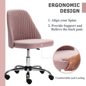 Vanity <b>Chair</b> Armless Swivel <b>Desk</b> <b>Chair</b> with Wheels Adjustable Fabric <b>Makeup</b> <b>Chair</b> Comfortable Home Office Task Computer <b>Chair</b> - Product Image 2