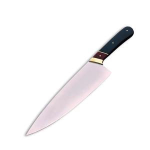 Cuchillo de Cocina Damasco Moderno Hecho a Mano con Mango de Micarta Negra y Funda de Cuero, Cuchillo de Cocina Moderno Personalizado de Acero Afilado - Product Image 1