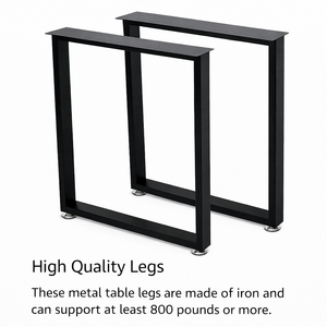 Rectangular Metal Furniture <b>Legs</b>, Set of 2, Metal <b>Table</b> <b>Legs</b>, Square Shape Black Color Cap 2204lb DIY Metal <b>Table</b> <b>Leg</b> EDPTBL005 - Product Image 6