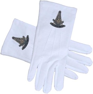 Guantes de Algodón con Símbolo Masónico Rojo Estándar en Círculo - Cuadrado y Compás Blanco (Talla única) Masónico - Product Image 2