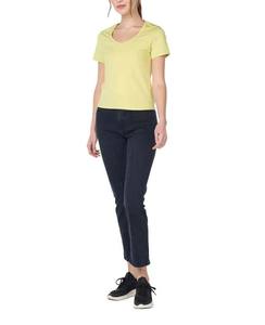 Camiseta de Verano de Alta Calidad para Mujer, Talla Grande, Ecológica, Transpirable, Cuello en V, Color Amarillo, Tela Suave, Manga Corta, Conjunto Juvenil a la Moda - Product Image 4