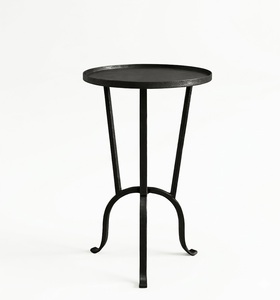 Custom Design Wrought Iron Modern <b>Round</b> Metal Side Table with Hammered Metal Top Industrial Design for Living Room Furniture - Product Image 3
