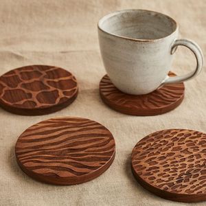 Handmade <b>Wood</b> Drink Mat <b>Set</b> For Coffee Cups <b>Tea</b> Mugs Glasses Dining Table Kitchen Countertop Cafe Restaurant Accessories - Product Image 6