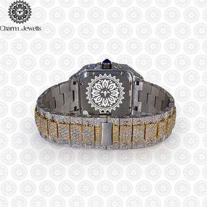 Montre de luxe Charm_Jewells en acier inoxydable, cadran rectangulaire, cristal saphir, mouvement à quartz, affichage de la date, design unisexe tendance - Product Image 2