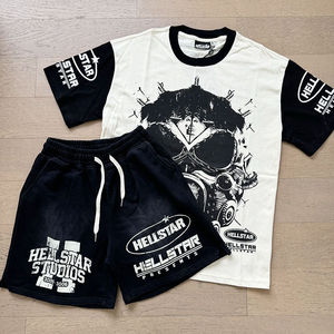 Premium Quality Summer Wear 200 GSM Cotton Men's T-<b>Shirt</b> & Short Set Streetwear 2 Piece Printed Y2K Tee <b>Shirt</b> Short Sets for Men - Product Image 2