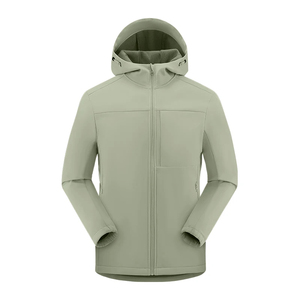 <b>Men's</b> Hooded Fleece <b>Jacket</b> Windproof Zipper Closure Solid Color Casual Autumn Wear Polyester Material Regular Fit - Product Image 4