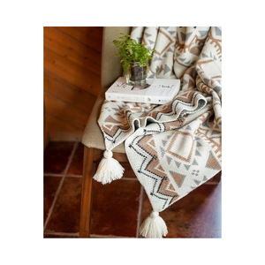 Manta Tejida Geométrica Azteca Multicolor con Borlas en las Esquinas para Sofá, Silla, Decoración Boho para Sala de Estar, Textil Decorativo para el Hogar - Product Image 5