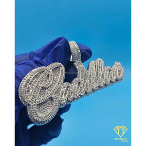 Personalized <b>Name</b> Pendant Lab Grown Diamond Iced Out <b>Necklace</b> Hip Hop Bling Chain <b>Custom</b> Jewelry Gift - Product Image 1