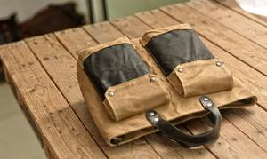 Sac fourre-tout en cuir et toile, broderie ouverte, imperméable, durable, vintage, pour voyage, travail, shopping, sac à main à bandoulière, grande capacité - Product Image 2