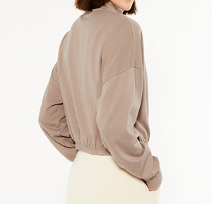 Top corto personalizable con cremallera completa, suéter largo con capucha para mujer, sudadera con Capucha de punto holgada informal de otoño personalizada de gran tamaño - Product Image 5