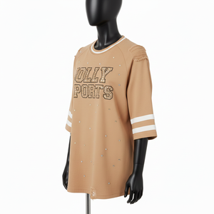 Camiseta de Béisbol para Mujer, de Alta Calidad, Tela de Poliéster GSM, Color Arena, Paneles Raglán, Logotipo Personalizado, Camiseta de Béisbol de Algodón para Mujer - Product Image 5