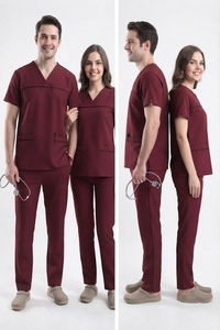 Unisex Custom Nursing <b>Scrub</b> <b>Set</b> Medical Uniform Hospital Nurse <b>Scrubs</b> V Neck Top Jogger Pants <b>Set</b> - Product Image 3