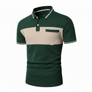 Camisas de Manga Corta de Punto Bordadas Sólidas de Estilo Italiano para Hombre, Ajuste Delgado, Algodón Orgánico Sostenible, Ecológicas, de Secado Rápido - Product Image 3