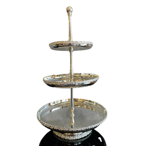 Premium Design <b>3</b> <b>Tier</b> Silver Plated Metal <b>Cake</b> <b>Stand</b> Decorative Tiered Serving Tray For Weddings Parties And Dessert Holder - Product Image 1