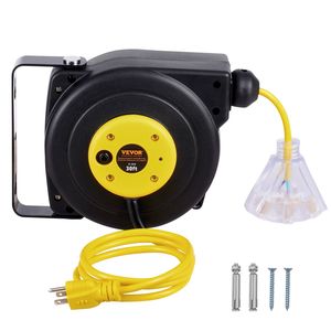 Avvolgicavo Elettrico Retrattile Professionale da 9 Metri con Cavo 16AWG/3C SJTOW, 10 Prese Multiple e Indicatore Luminoso - Product Image 1