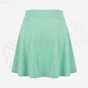 Jupe courte trapèze pour femme, couleur unie, taille élastique, confortable, décontractée, vert menthe, tissu Spandex Polyester - Product Image 2