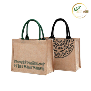 High Strength Burlap Jute Shopping <b>Bag</b> with Wide Bottom Gusset - Product Image 6