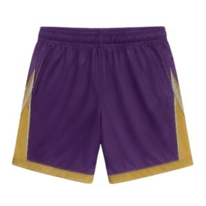 Shorts de lacrosse unisexe violet et or sublimés, légers en polyester, réversibles, pour l'entraînement et les matchs sportifs - Product Image 2