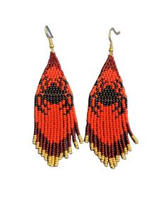 Handmade OHS Beaded Earrings <b>orange</b> and black Statement <b>Jewellery</b> for Women party wear fashion earrings - Product Image 3