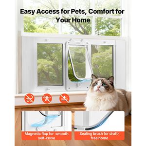 ประตูหน้าต่างสำหรับแมวแบบปรับได้ โครงอะลูมิเนียม กระจกใสพิเศษ พร้อมระบบล็อค 4 รูปแบบ รองรับหน้าต่างขนาดกว้าง 35"-40" - Product Image 4
