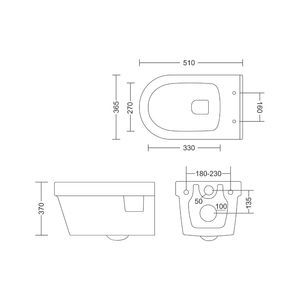 Inodoro Moderno e Innovador con Forma de Rio, Montado en el Suelo, 510x365x370mm, Cerámica Sanitaria, Doble Descarga, Sifón en P, Inodoro Comercial - Product Image 2
