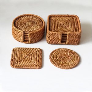 Kitchen accessories rattan tea cup <b>coasters</b> high quality <b>coaster</b> blanks braided <b>drink</b> saucer - Product Image 2