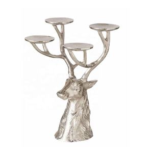 Silver Deer Antler Metal Candle Holder Handmade <b>Tea</b> Light <b>Stand</b> Table Centerpiece for Christmas Home Decor - Product Image 1