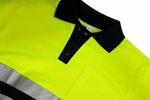 Polo de sécurité réfléchissant haute visibilité unisexe, vêtements de travail, uniforme haute visibilité, construction orange, jaune, bleu marine, rayures - Product Image 2