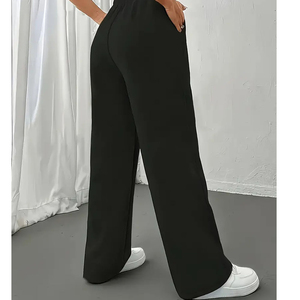 Custom Women's Winter Oversized Flat Front High Waist Drawstring <b>Bleach</b> Wash Sweatpants Loose Fit Breathable 100% Cotton Casual - Product Image 3