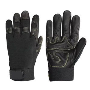 Leather Safety <b>Gloves</b> With Reinforced Palm Anti-Slip Elastic Wristband General Purpose Work <b>Gloves</b> - Product Image 1