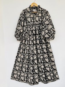 Pur coton indien bloc imprimé femmes filles imprimé Maxi robe à la mode décontracté été soirée robe de soirée bouton longue coupe - Product Image 2