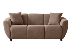 Juego de Sofás de Madera de Teca Sólida de Lujo, Sofá Moderno Curvo de Chenilla Color Taupe, Sofá de 3, 2 y 1 Plazas, Mesa de Centro, Muebles para Sala de Estar de Villa - Product Image 3