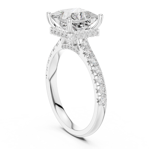 Anillo de Compromiso con Diamante Corte Princesa y Diamantes Laterales, Certificado GIA, Estilo Clásico para Mujer - Product Image 4