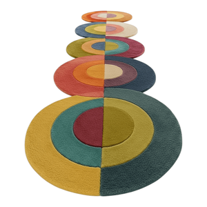 Alfombra de Pasillo Moderna de Estilo Abstracto con Burbujas Coloridas, 100% Lana de Nueva Zelanda, Hecha a Mano, con Círculos Geométricos Superpuestos - Product Image 6