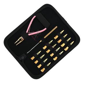Juego de herramientas para extensiones de cabello todo en uno con alicate de crimpado de microperlas de 2 orificios, alicate tensor de anillos nano y estuche compacto para salón. - Product Image 1