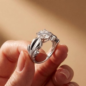 <b>Unique</b> Band 1CT Round Cut Moissanite Split Shank Ring 925 Sterling Silver Fine Promise <b>Gift</b> <b>for</b> Anniversary Party <b>Her</b> - Product Image 3