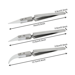 Lot de 6 pinces à souder inversées en céramique de précision de qualité industrielle, en acier inoxydable, à pointes incurvées - Personnalisable OEM - Product Image 4
