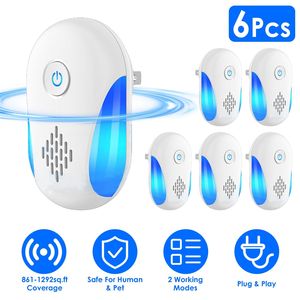 Paquete de 6 Repelentes Ultrasónicos de Plagas para el Hogar, Apartamento, Hotel, Oficina, Cobertura Amplia, Repelentes de Insectos de Doble Frecuencia - Product Image 1