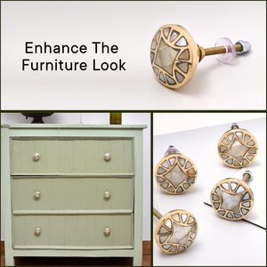 Wholesale Brass <b>and</b> MOP Cabinet <b>Knobs</b> Geometric <b>Drawer</b> Door <b>Pulls</b> Decorative Furniture Handles Mother of Pearl <b>Knobs</b> - Product Image 5