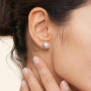 Yellow Gold Diamond <b>Stud</b> <b>Earrings</b> Round Brilliant Cut Lab grown G Color Women's Classic Everyday Wear - Product Image 6
