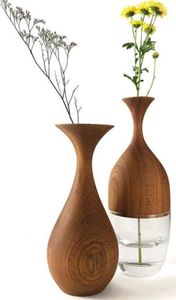 Wholesale Price Handmade Wooden Bottle <b>Vase</b> Natural Grain Elegant Flower Holder For Home Table Decor Accent - Product Image 4
