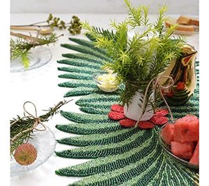 Embroidered Plant Pattern Table Runner Cotton Rustic Home Decor Washable - Product Image 3