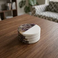 Ensemble de sous-verres en pierre naturelle faits à la main, sous-verres décoratifs ronds pour la maison, la salle à manger, la table basse et la cuisine