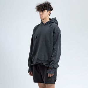 <b>Men</b> Distressed Hoodie Premium Custom <b>Pullover</b> <b>Men</b> Distressed Hoodie Featuring Soft Cotton Material Vintage Wash Distressed - Product Image 2