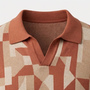 Polo en tricot à imprimé géométrique pour homme, manches courtes, coupe décontractée - Product Image 4