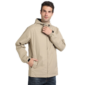 OEM <b>Windbreaker</b> Men's <b>Black</b> Hooded Windproof Jacket Casual Zipper Closure Polyester Outdoor Wear Autumn Style Regular Fit - Product Image 2